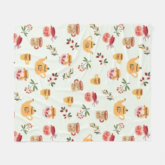 Tea Time Seamless Pattern Baby Fleece Deken (Voorkant (Horizontaal))