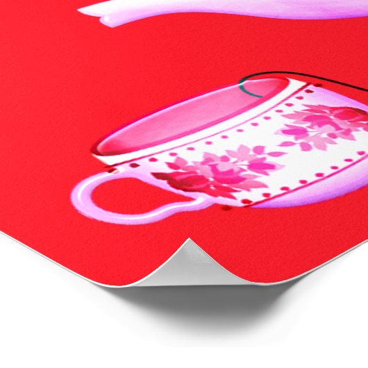 Tea time slogan tea lover Roze  theepot kunst Poster (Hoek)