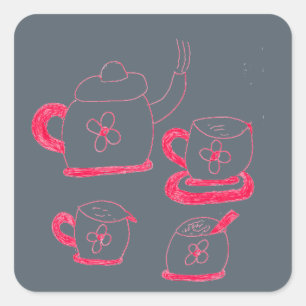Tea Time Square Sticker