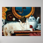 Tea Time Steampunk Cat Poster (Voorkant)