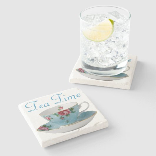 Tea Time Stenen Onderzetter (Zijkant)