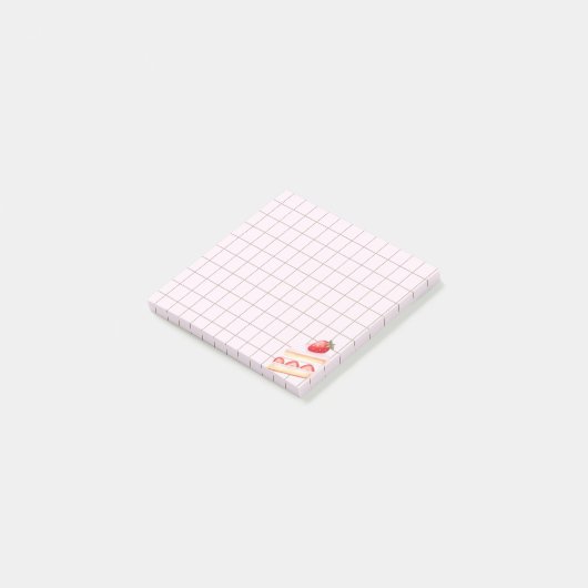 Tea Time Strawberry Cake - Personalized Grid Stick Post-it® Notes (Schuin)
