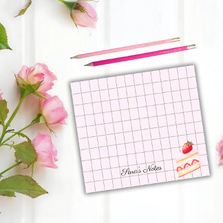 Tea Time Strawberry Cake - Personalized Grid Stick Post-it® Notes