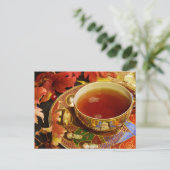 Tea time Tea cup briefkaart voor postcrossing (Staand voorkant)