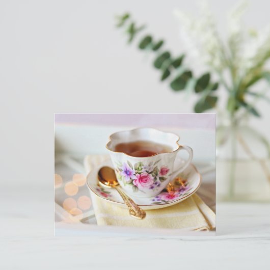 Tea time Tea cup briefkaart voor postkruising (Staand voorkant)
