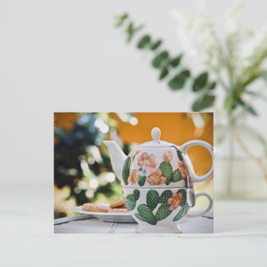 Tea time Tea cup briefkaart voor postkruising (Staand voorkant)