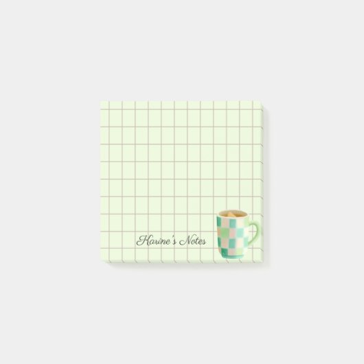 Tea Time Tea Cup - Personalized Grid Sticky Notes (Voorkant)