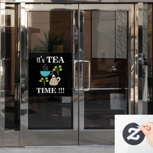 Tea Time Tea Cup Teapot Tea House Raamsticker (Kantoordeur)