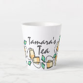 Tea Time Teabags jouw naam aanpassen Latte Mok (Voorkant)