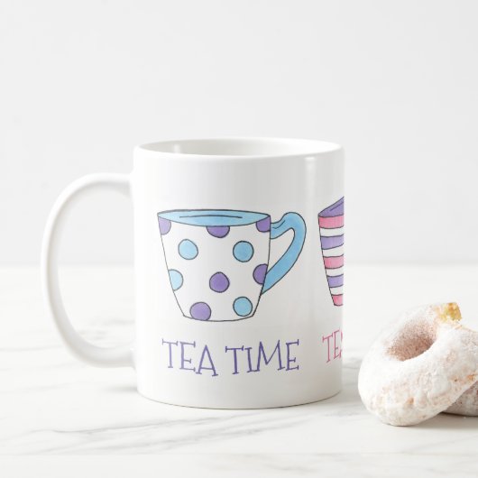 Tea Time Teacups Tea Party Pastel Koffiemok (Met donut)