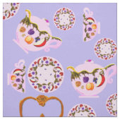 Tea Time Teapot Teacup Bord Copper Kettle patroon Stof (Swatch)