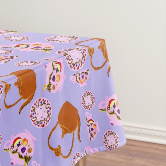 Tea Time Teapot Teacup Bord Copper Kettle patroon Tafelkleed (Voorbeeld)