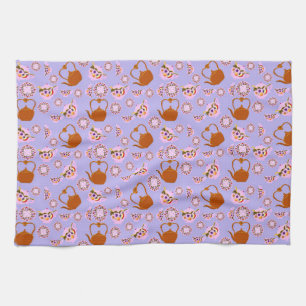 Tea Time Teapot Teacup Bord Copper Kettle patroon Theedoek