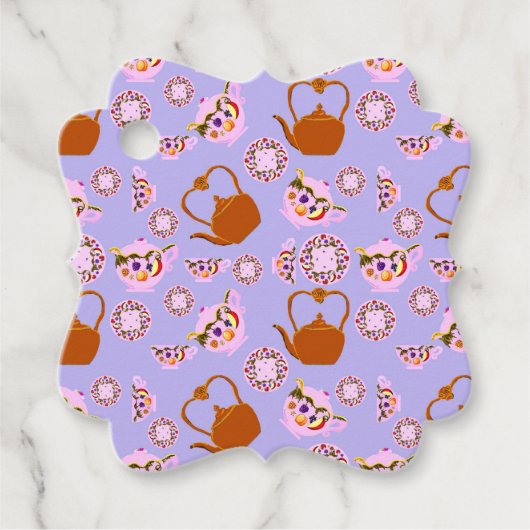 Tea Time Teapots Teacups Kettle Bedankjes Labels (Voorkant)