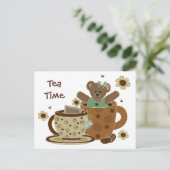 Tea Time Teddy Bear Briefkaart (Staand voorkant)