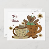 Tea Time Teddy Bear Briefkaart (Voorkant / Achterkant)