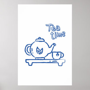 Tea Time Theepot Mok Print Gezellige Wall Art