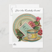 Tea Time Uitnodiging Briefkaart (Voorkant / Achterkant)