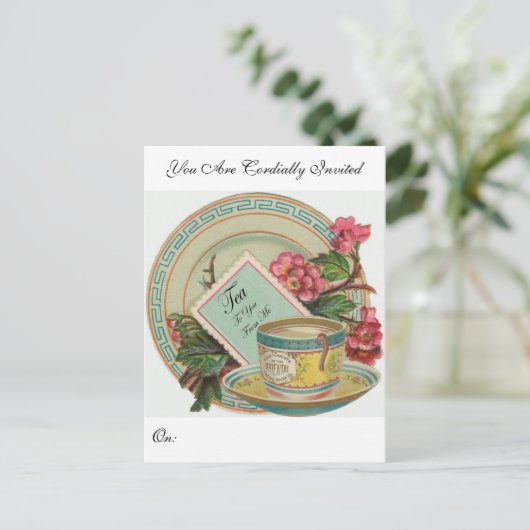 Tea Time Uitnodiging Briefkaart (Staand voorkant)
