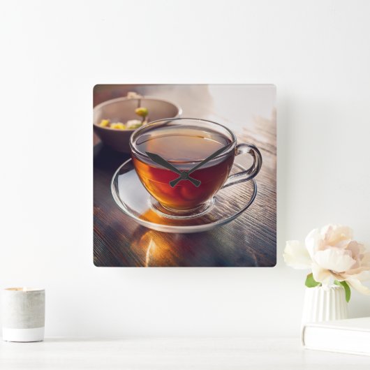Tea Time Vierkante Klok (Huis)