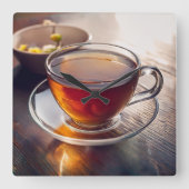 Tea Time Vierkante Klok (Voorkant)