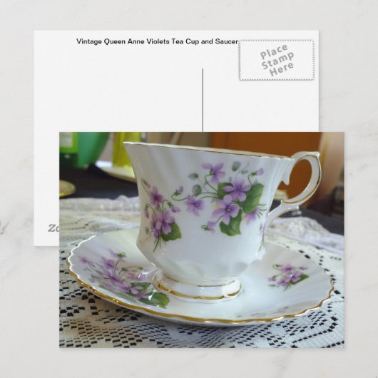 Tea Time -  Violets Tea Cup Briefkaart (Voorkant / Achterkant)