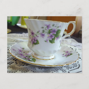 Tea Time -  Violets Tea Cup Briefkaart