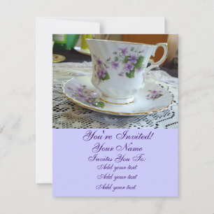 Tea Time- Violets Teacup-uitnodigingen Kaart