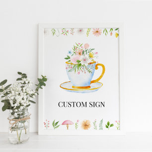 Tea Time Whimsical Wildflower Aangepast teken Poster