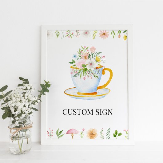 Tea Time Whimsical Wildflower Aangepast teken Poster