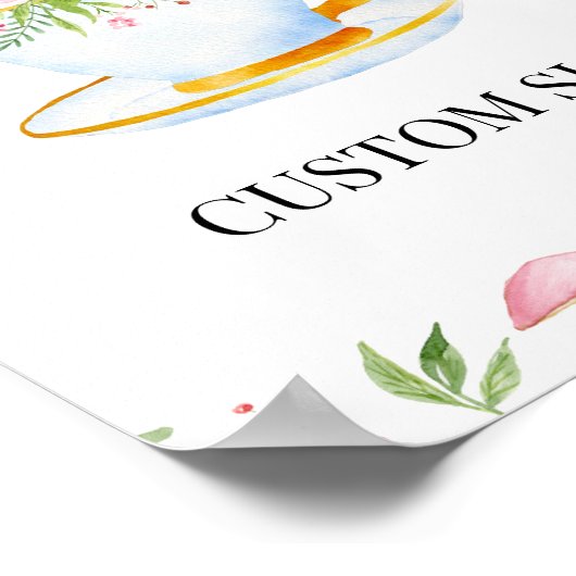 Tea Time Whimsical Wildflower Aangepast teken Poster (Hoek)