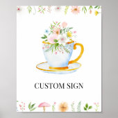 Tea Time Whimsical Wildflower Aangepast teken Poster (Voorkant)