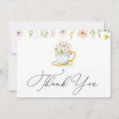 Tea Time Whimsical Wildflower Dank u Kaart opmerke Notitiekaartje (Voorkant)