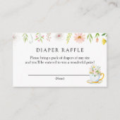 Tea Time Whimsical Wildflower Diaper Raffle Informatiekaartje (Voorkant)