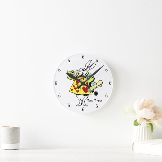 Tea Time White Rabbit Ronde Klok (Huis)