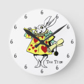 Tea Time White Rabbit Ronde Klok (Voorkant)