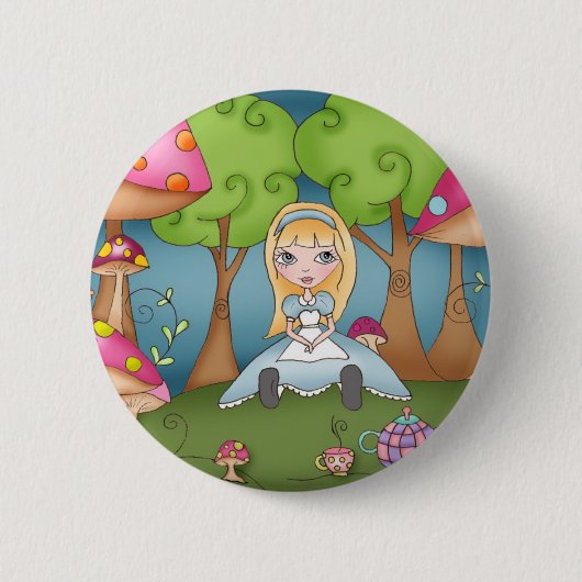 Tea Time with Alice - Knop Ronde Button 5,7 Cm (Voorkant)