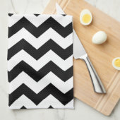 Tea Towel - Black Zipzags Theedoek (Quarter Fold)