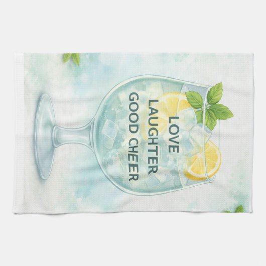 Tea Towel | Gin & Tonic Lemon Mint Kitchen Gift Theedoek (Horizontaal)