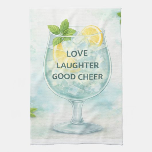 Tea Towel | Gin & Tonic Lemon Mint Kitchen Gift Theedoek (Verticaal)