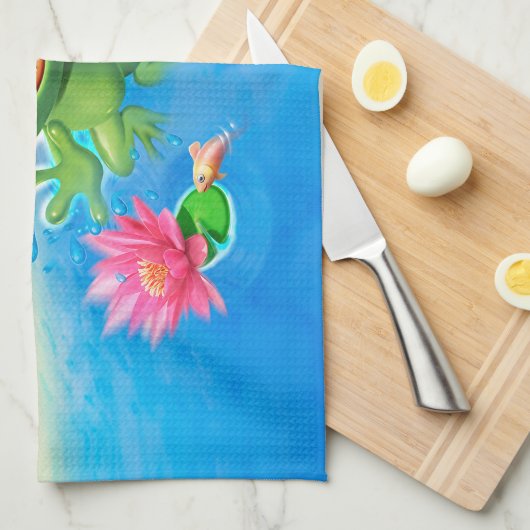 Tea Towel Leap Frog ontwerp. Theedoek (Quarter Fold)