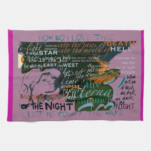Tea Towel Lila Love Poetry citeert Shakespeare Theedoek (Horizontaal)