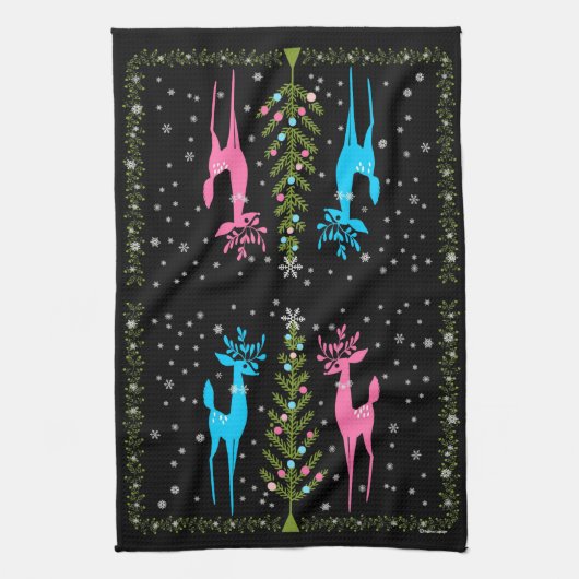 TEA TOWEL MCM CHRISTMAS REIN DEERS THEEDOEK (Verticaal)