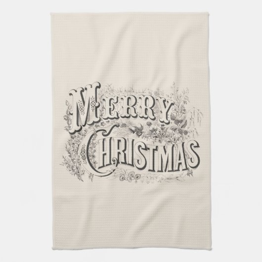 TEA TOWEL :  " MERRY CHRISTMAS " THEEDOEK (Verticaal)