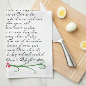 Tea Towel met Antiek recept en illustratie Theedoek (Quarter Fold)