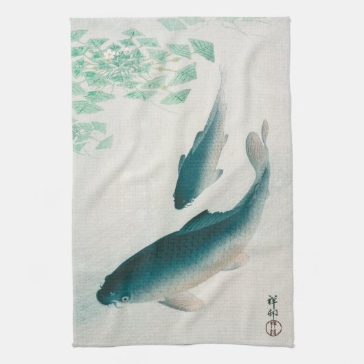 TEA TOWEL : OHARA KOSON : CARP/KOI 1926 THEEDOEK (Verticaal)