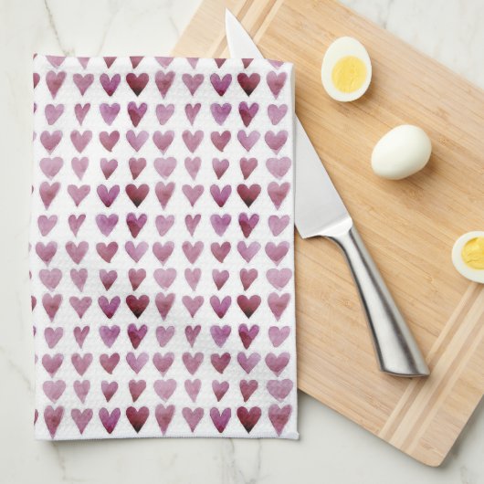 Tea Towel - Paarse Hayes Love Hearts Theedoek (Quarter Fold)