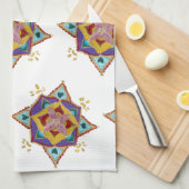 Tea Towel Pink Yellow Mandala Theedoek (Quarter Fold)
