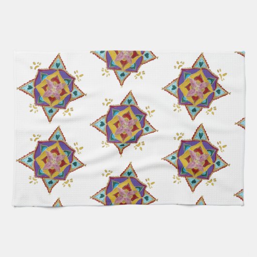 Tea Towel Pink Yellow Mandala Theedoek (Horizontaal)