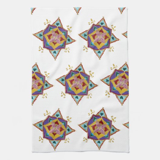 Tea Towel Pink Yellow Mandala Theedoek (Verticaal)